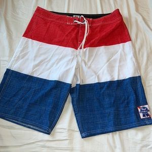 O’NEILL; PABST BLUE RIBBON swim trunks